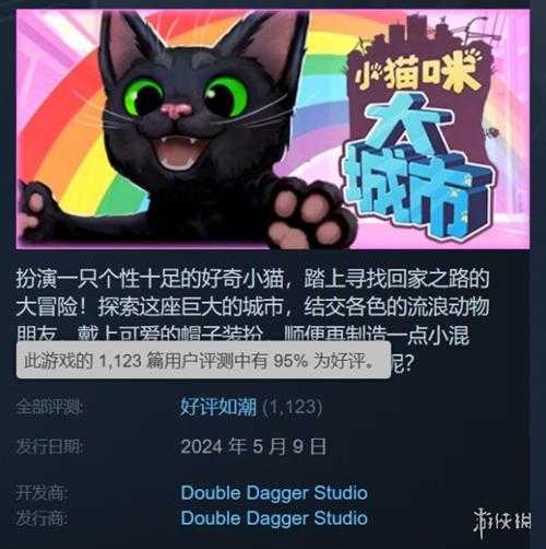 《小猫咪大城市》Steam”好评如潮”！好评率高达95%